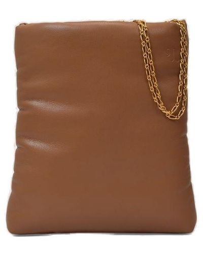 Nanushka Padded Chain Linked Shoulder Bag - Brown