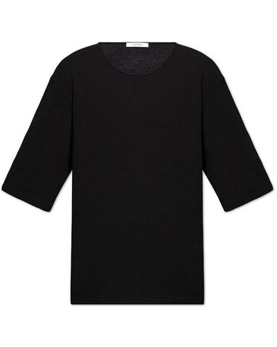 Lemaire Straight Hem Drop Shoulder T-shirt - Black