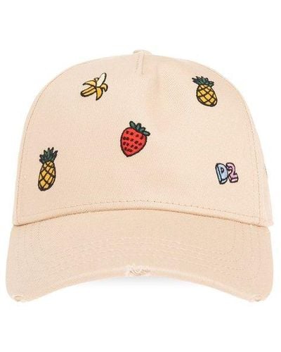 DSquared² Embroidered Distressed Baseball Cap - Natural