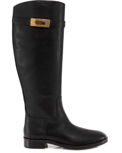 Tory Burch T-hardware Riding Boots - Black