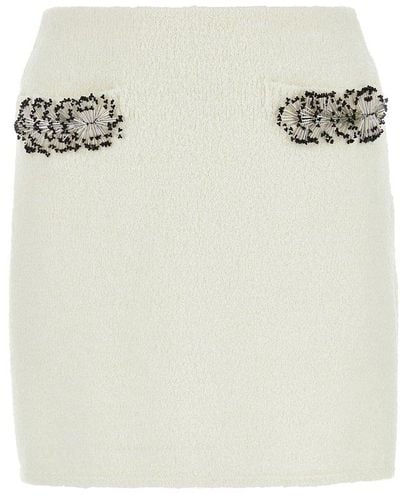 Lanvin Bead-embellished High-waist Mini Skirt - White