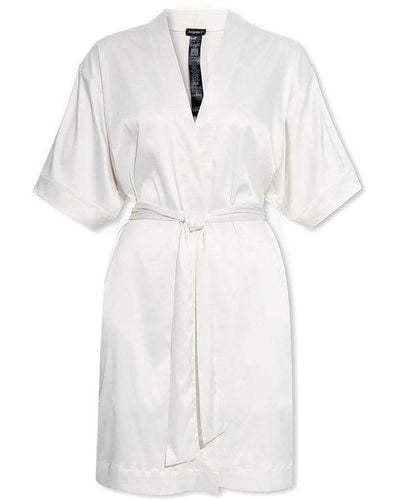 Emporio Armani V-neck Belted-waist Short-sleeved Robe - White