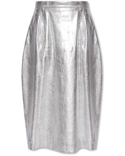 Balenciaga High-waisted Zipped Midi Skirt - Grey