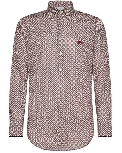 Etro Long-sleeved Button-up Shirt - Purple