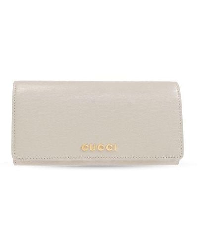 Gucci Leather Wallet With Logo, - White
