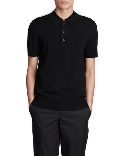 Neil Barrett Logo-embroidered Short-sleeved Knitted Polo Shirt - Black