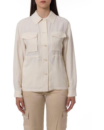 Woolrich Elasticated-waistband Long-sleeved Buttoned Shirt - Natural