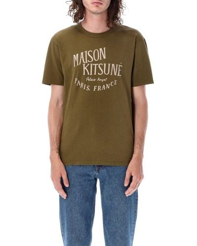 Maison Kitsuné Logo Printed Crewneck T-shirt - Green
