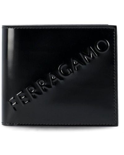 Ferragamo Logo Embossed Bi-fold Wallet - Black
