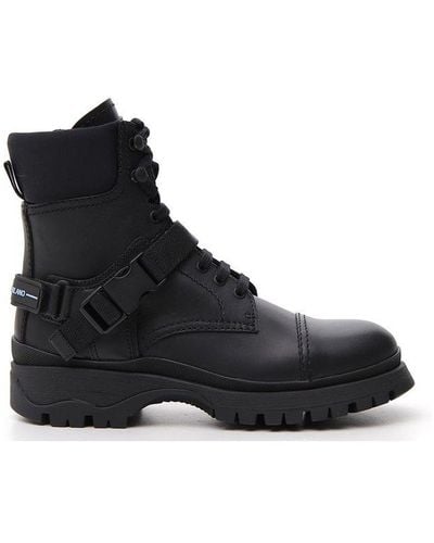 Prada Lace-up Ankle Boots - Black