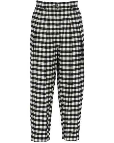 KENZO Cropped Gingham Trousers - Black