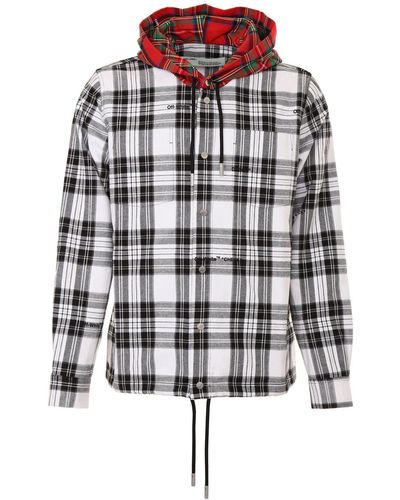 Off-White c/o Virgil Abloh Hooded Flannel Check Jacket - Multicolor