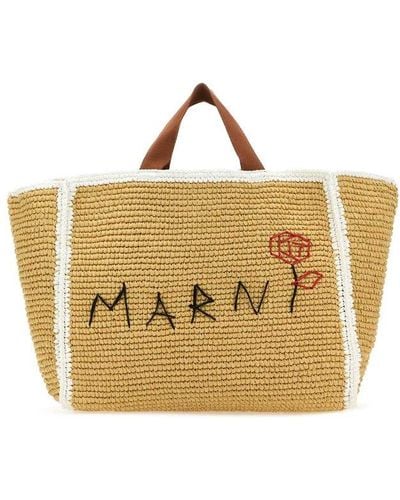 Marni Logo-detailed Tote Bag - Metallic