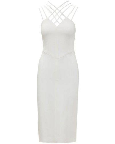 Alberta Ferretti Strap Detailed Midi Dress - White