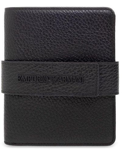 Emporio Armani Leather Wallet With Logo - Black