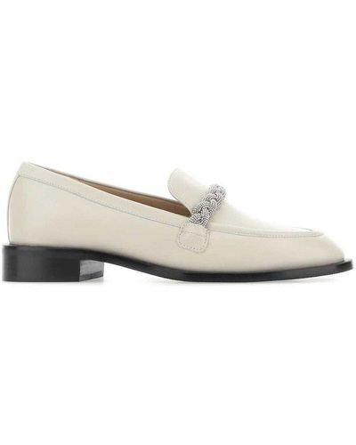 Stuart Weitzman Embellished Braided Detail Loafers - White