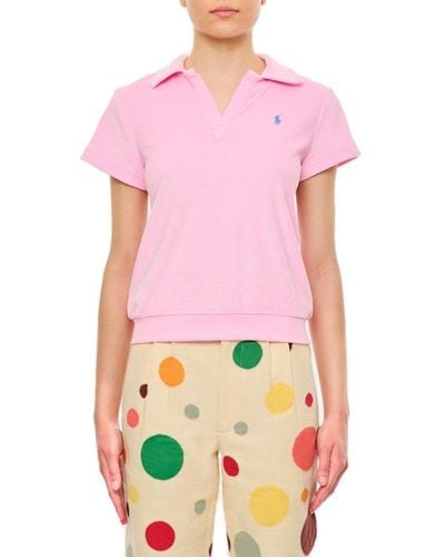 Polo Ralph Lauren Pony Embroidered Terry Polo Shirt - Pink