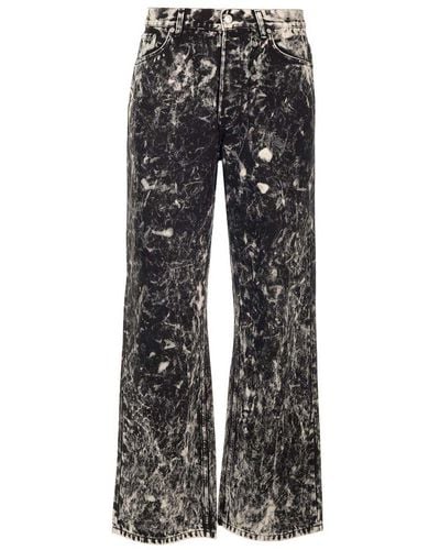Dries Van Noten Wide Jeans With Bleached Effect - Grey