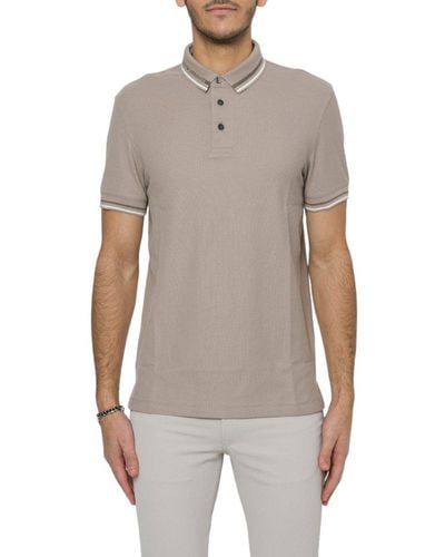 Emporio Armani Logo Placed Jersey Polo Shirt - Grey
