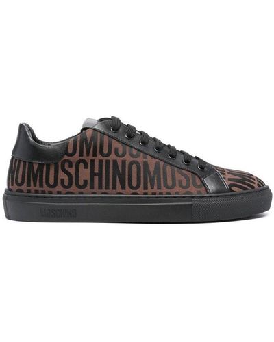 Moschino All-over Monogram Jacquard Lace-up Trainers - Brown