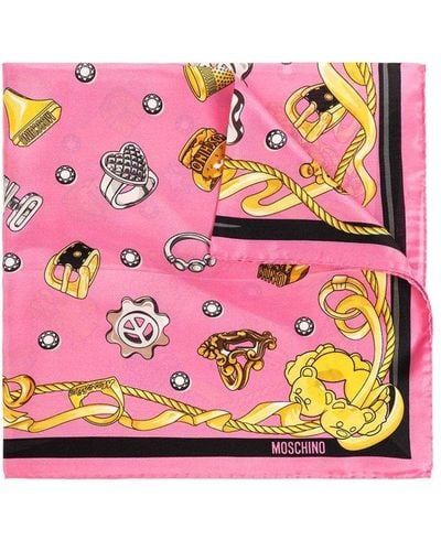 Moschino Silk Scarf, - Pink