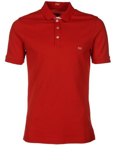 Fay Logo Detailed Short-sleeved Polo Shirt - Red
