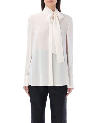 Valentino Pussy-bow Long-sleeved Shirt - White