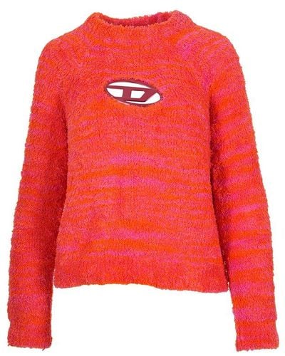 DIESEL M-kyra Logo Plaque Crewneck Knitted Sweater - Red