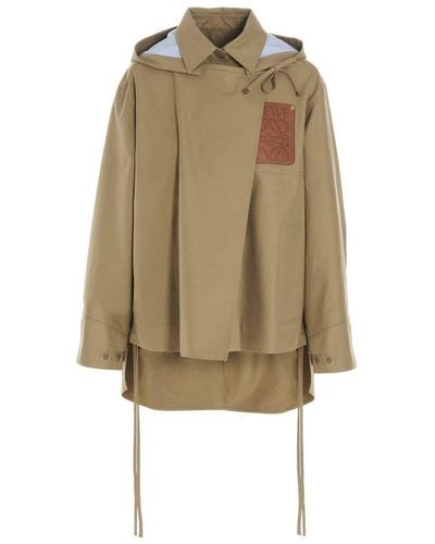 Loewe Military Logo Patch Hooded Parka - Natural