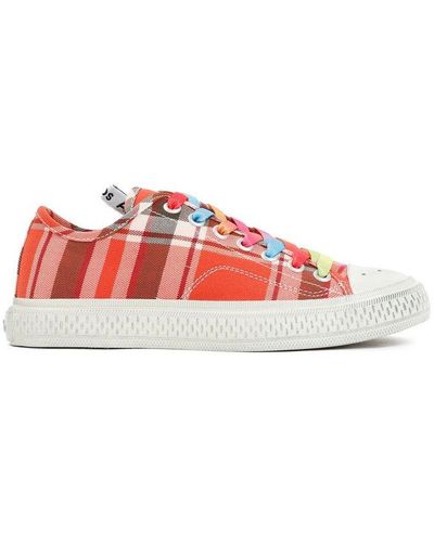 Acne Studios Ballow Check Distressed Sneakers - Red