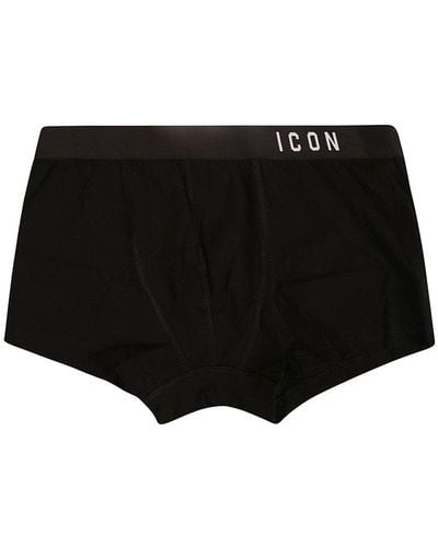 DSquared² Icon Logo Elastic Waist Boxer Shorts - Black