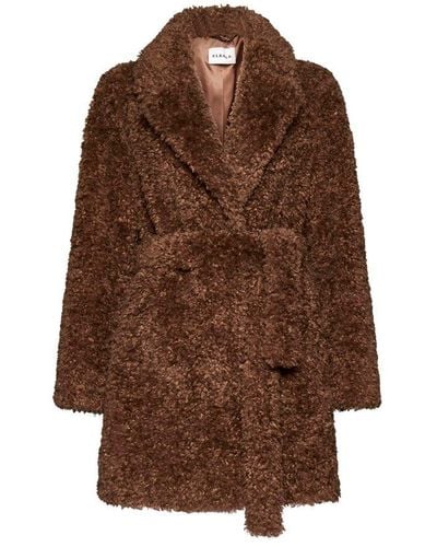 P.A.R.O.S.H. Tie-waisted Teddy Coat - Brown