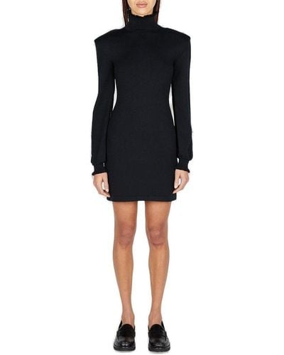 Sportmax High Neck Long-sleeved Mini Dress - Black