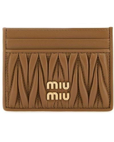Miu Miu Logo Lettering Card Holder - Brown
