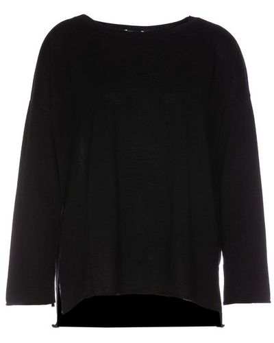 Allude Boat Neck Knitted Jumper - Black