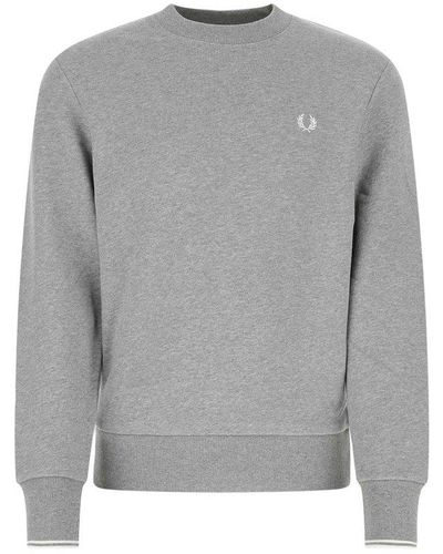 Fred Perry Logo-embroidered Crewneck Sweatshirt - Grey