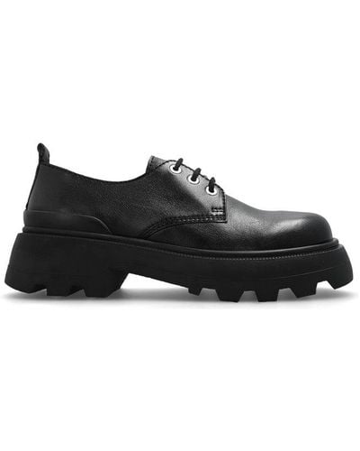 Ami Paris Round Toe Lace-up Shoes - Black