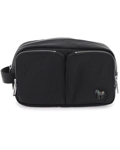 PS by Paul Smith Logo Patch Zipped Wash Bag - Black