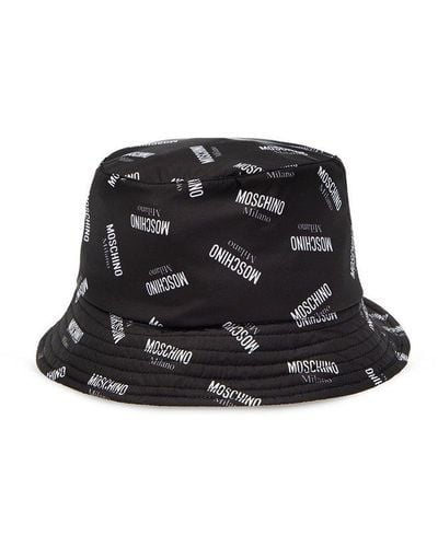 Moschino All-over Logo Printed Bucket Hat - Black
