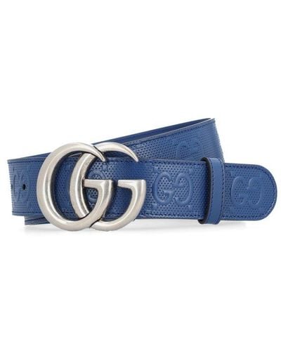 Gucci GG Marmont Embossed Buckle Belt - Blue