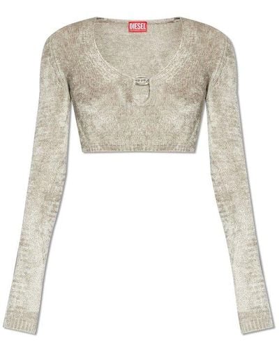DIESEL Cropped Chenille Sweater - White
