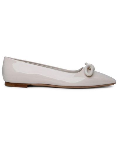 Ferragamo Knot-detailed Slip-on Ballerina Shoes - White