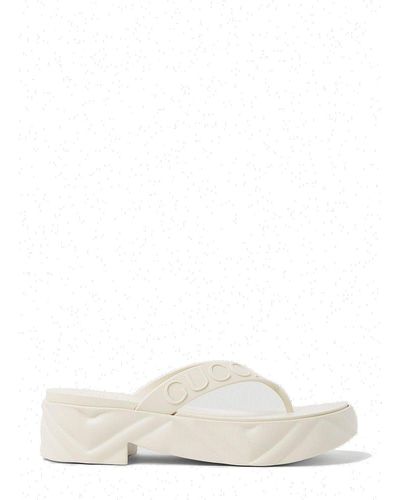 Gucci Tarifa Logo-embossed Platform Sandals - Natural