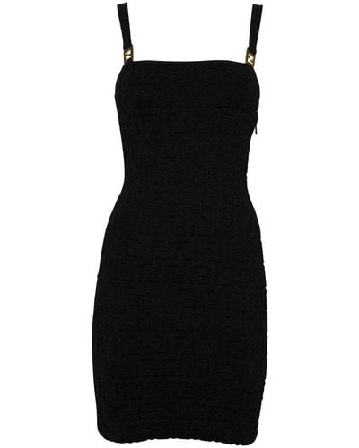 Fendi All-over Logo Sleeveless Dress - Black