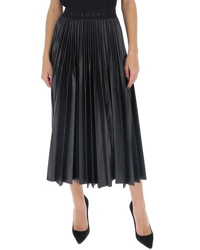 Givenchy Pleated Logo Band Skirt - Black