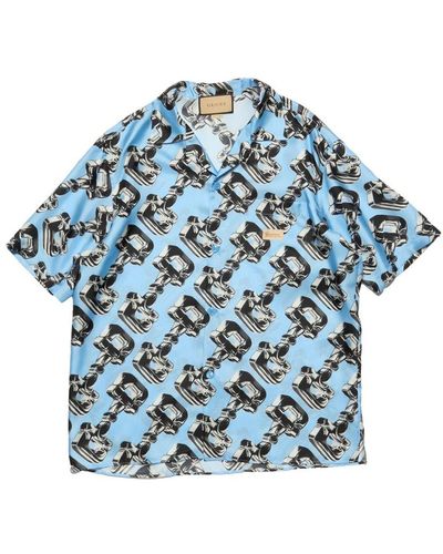 Gucci 3d Glass Horsebit Print Shirt - Blue