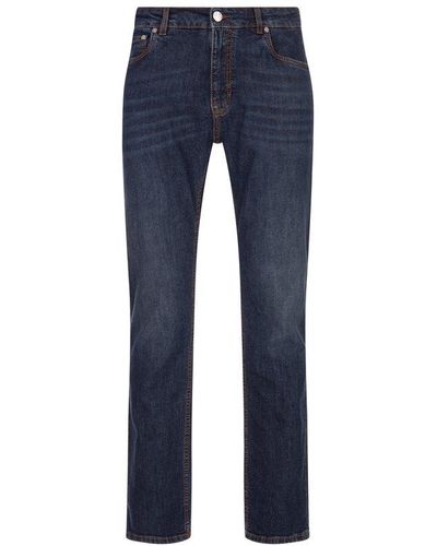 Etro Navy Blue Jeans With Pegasus Embroidery At Back
