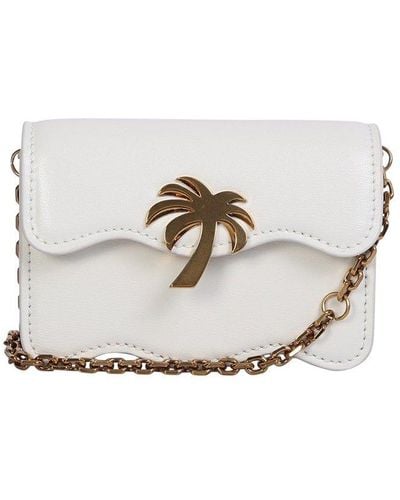 Palm Angels Logo Plaque Chain-link Shoulder Bag - White