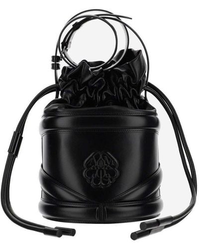 Alexander McQueen The Curve Soft Large Leather Bucket Bag - Black