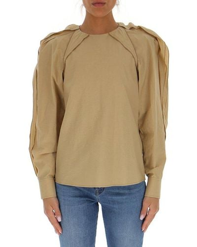 Chloé Frilled Sleeve Blouse - Natural
